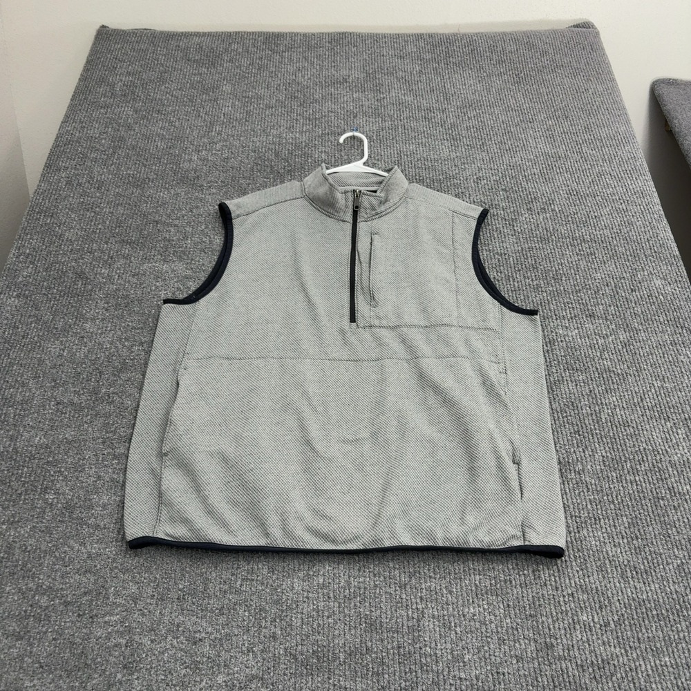 Duluth Trading Co Vest Mens XL Gray Cotton Blend Quarter Zip Mock Neck Casual